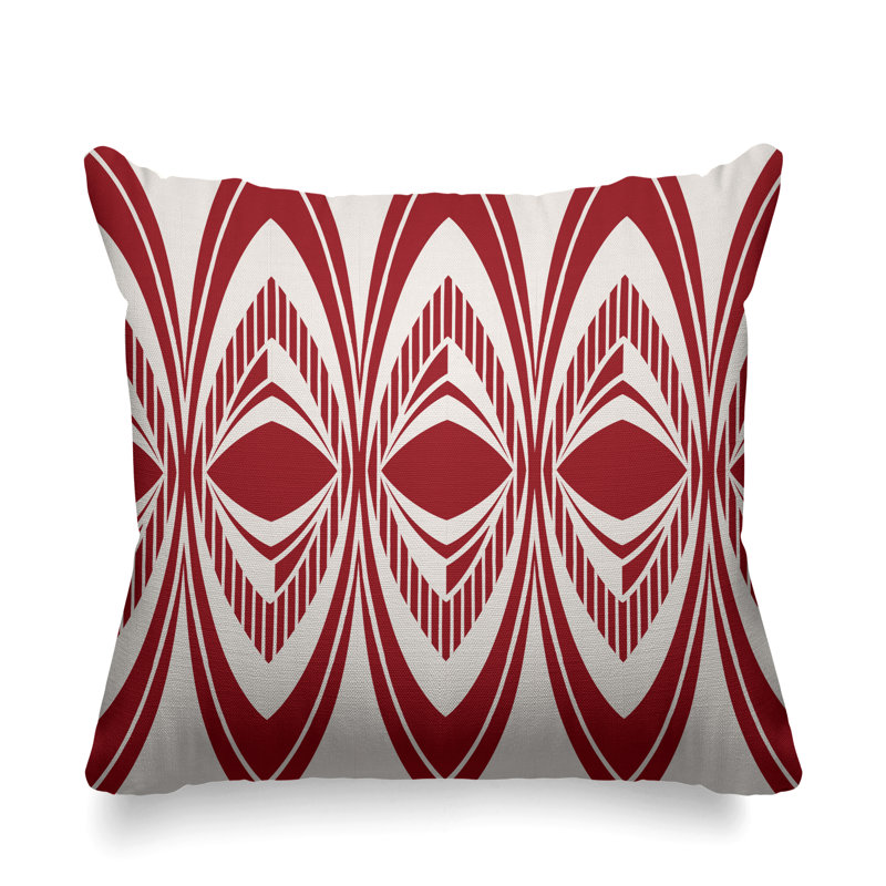 Housse et insert de coussin d'extérieur carré Chisom Tribal, L 17 po x H 17 po, Rouge