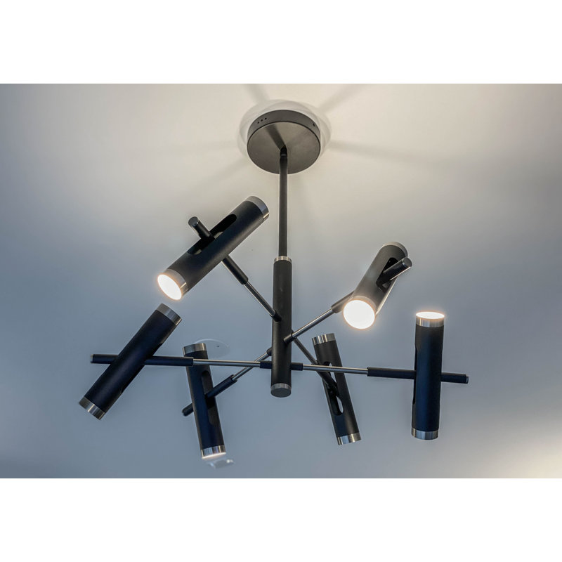 12-Light LED Sputnik Modern Linear Chandelier