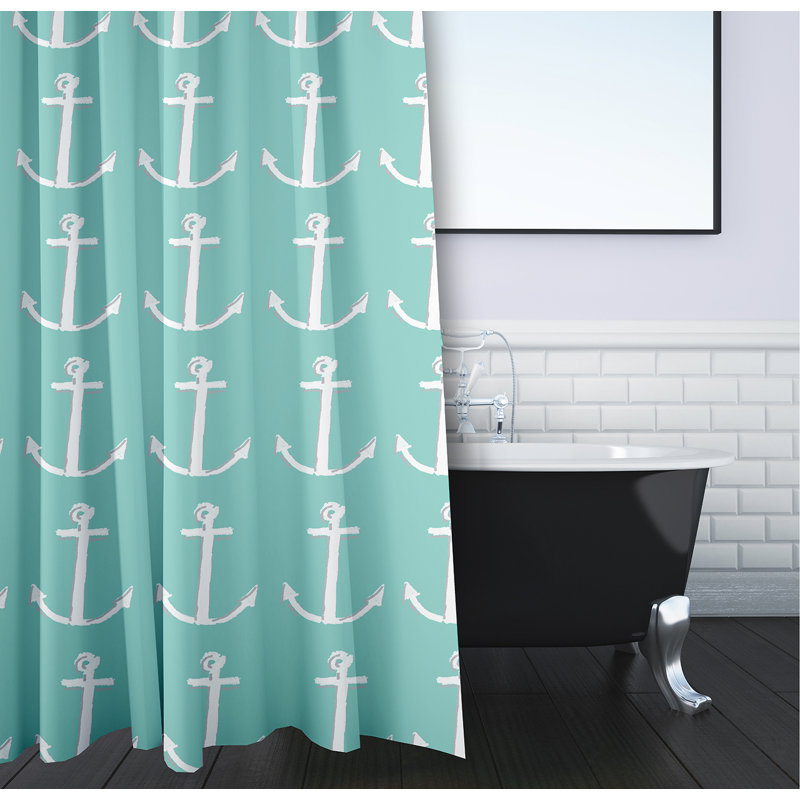 Rideau de douche simple Yancy, Aqua / gris