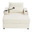 Fauteuil multifonctionnel de style moderne avec repose-pieds de rangement mobile, ports USB, porte-gobelets et poches latérales pour espaces de vie compacts, beige-129386435