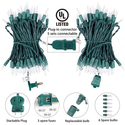 Guirlande de 100 lumières de Noël claires - Paquet de 3 mini-lumières chaudes de 26,5 pieds pour Noël, patio extérieur, fête de mariage, fête de l'Action de grâce, fil vert