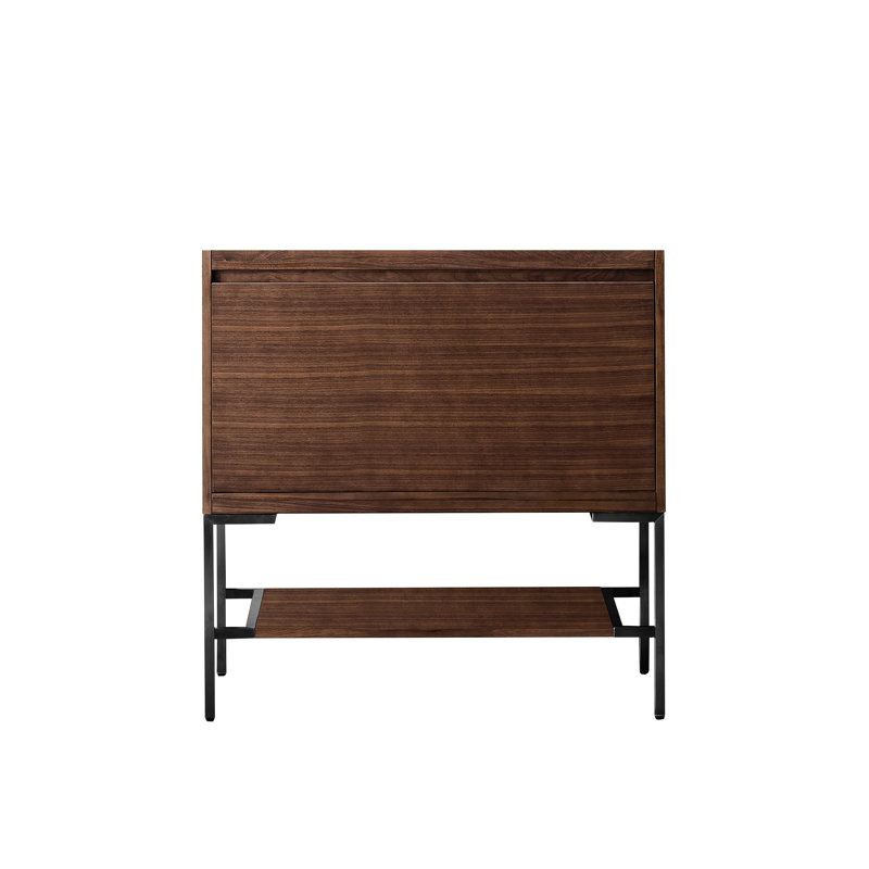 Mantova 35.4" Walnut and Black Single Vanity Base