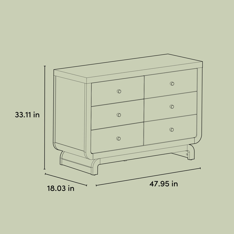 Santorini 6 Drawer Dresser, White/Driftwood
