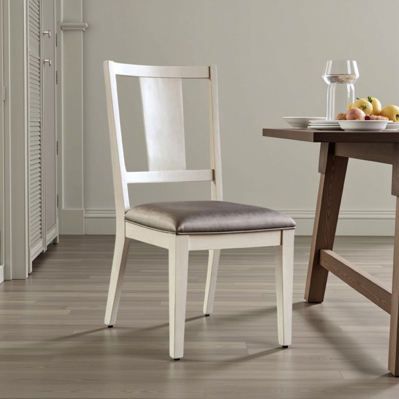 Ensemble de 2 chaises de salle à manger Witzy, dossier à panneaux, bois blanc, gris, Gris, Chêne blanc