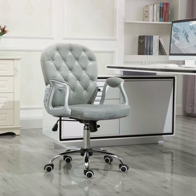 Chaise de bureau en molleton Oramel, chaise de bureau capitonnée avec accoudoirs rembourrés, hauteur réglable et roulettes pivotantes