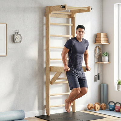 Swedish Ladder Wall Bar with Adjustable Pull-Up Bar