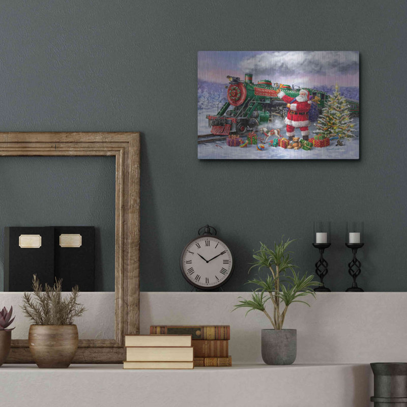 «Santa's Express Train» par Ali Corti, art mural en métal, H 12 po x l 16 po