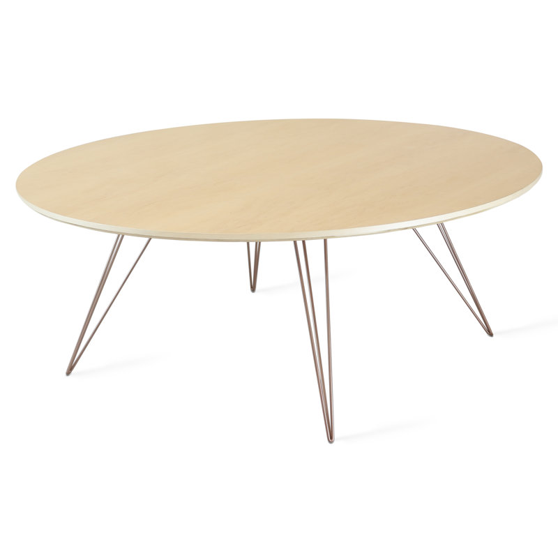 Williams Single Coffee Table, Brassy Gold, 18" H x 23" W x 54" D, Maple