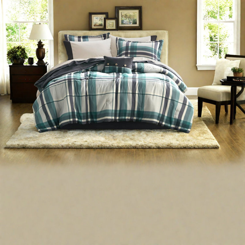 Ensembles de literie pour grand lit en microfibre de qualité supérieure, motif écossais et confort moderne