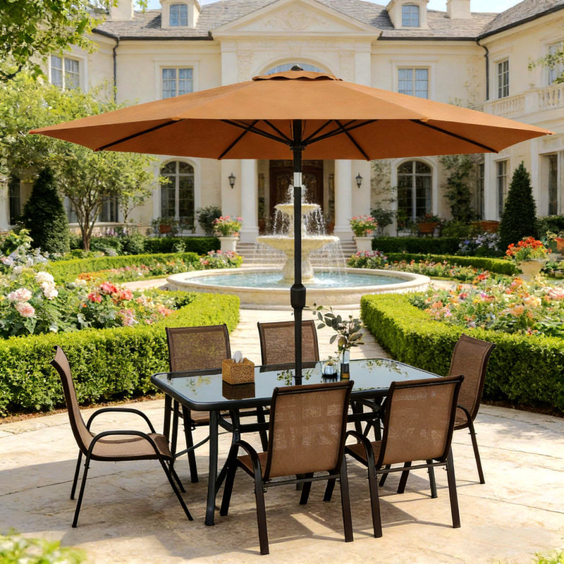 Conversation Set,8 Pieces Patio Furniture Set, Brown, Orange