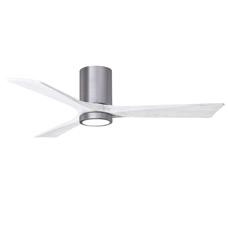 Olivier à 3 pales DEL standard avec ventilateur de plafond et ensemble d'éclairage inclus, Blanc mat, Étain brossé, 52"