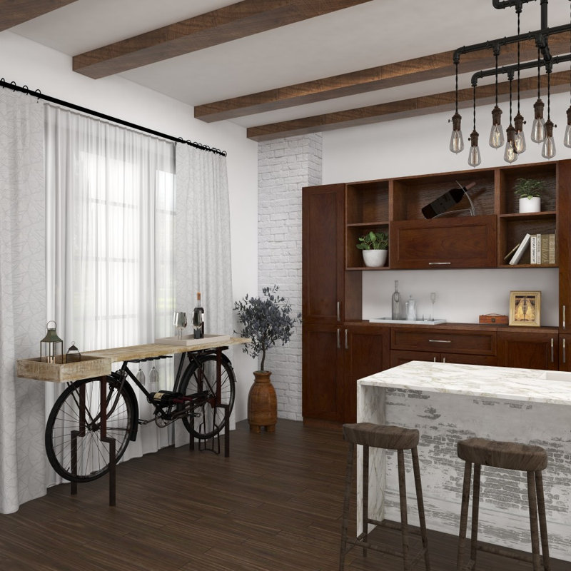Barre de vélo noire à 1 tablette avec plateau en bois brun Broseley