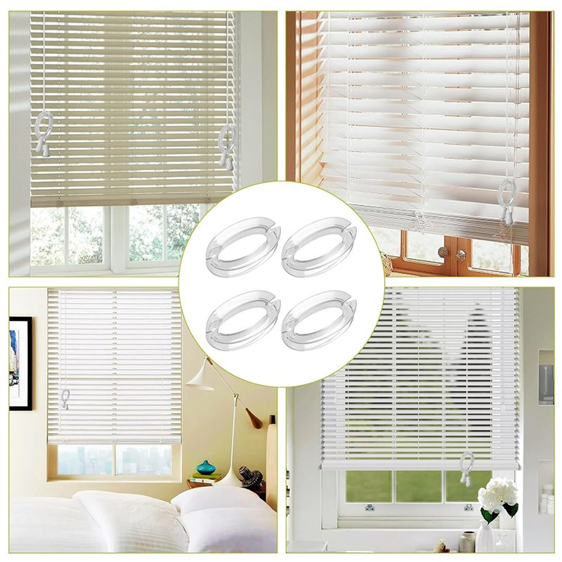 Blind Cord Winder Safety Clips, Clear Plastic Window Shade Cord Holders, Childproof Design, No Wall Damage, 4-Pack.