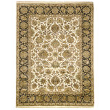 Hand Knotted Wool Area Rug in Ivory And Black