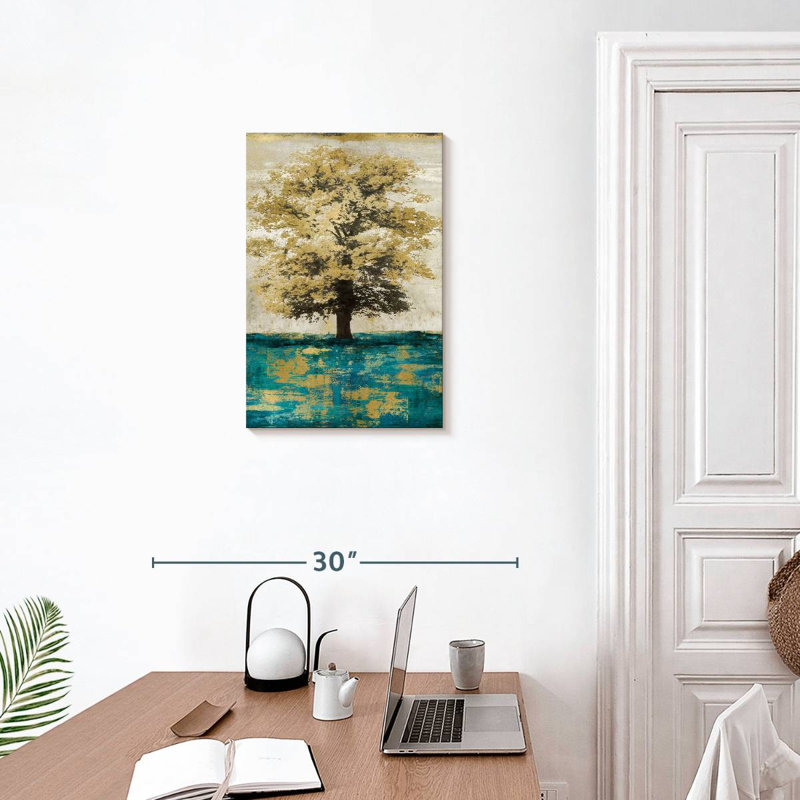 Harnek Stately - Aqua With Gold, 24" H x 16" W