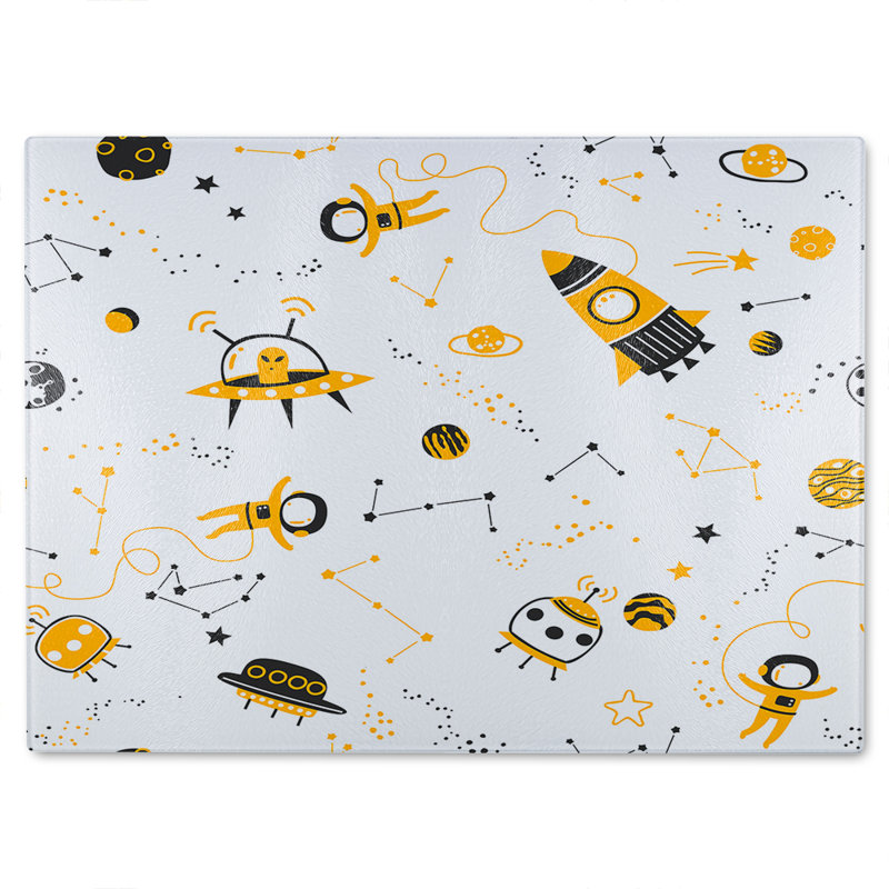Space Pattern Glass Chopping Board, 40cm L x 28cm W