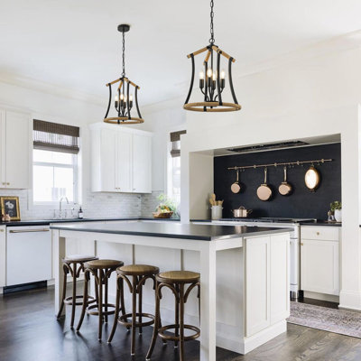 Divid 4-Light Modern Farmhouse Lantern Chandelier