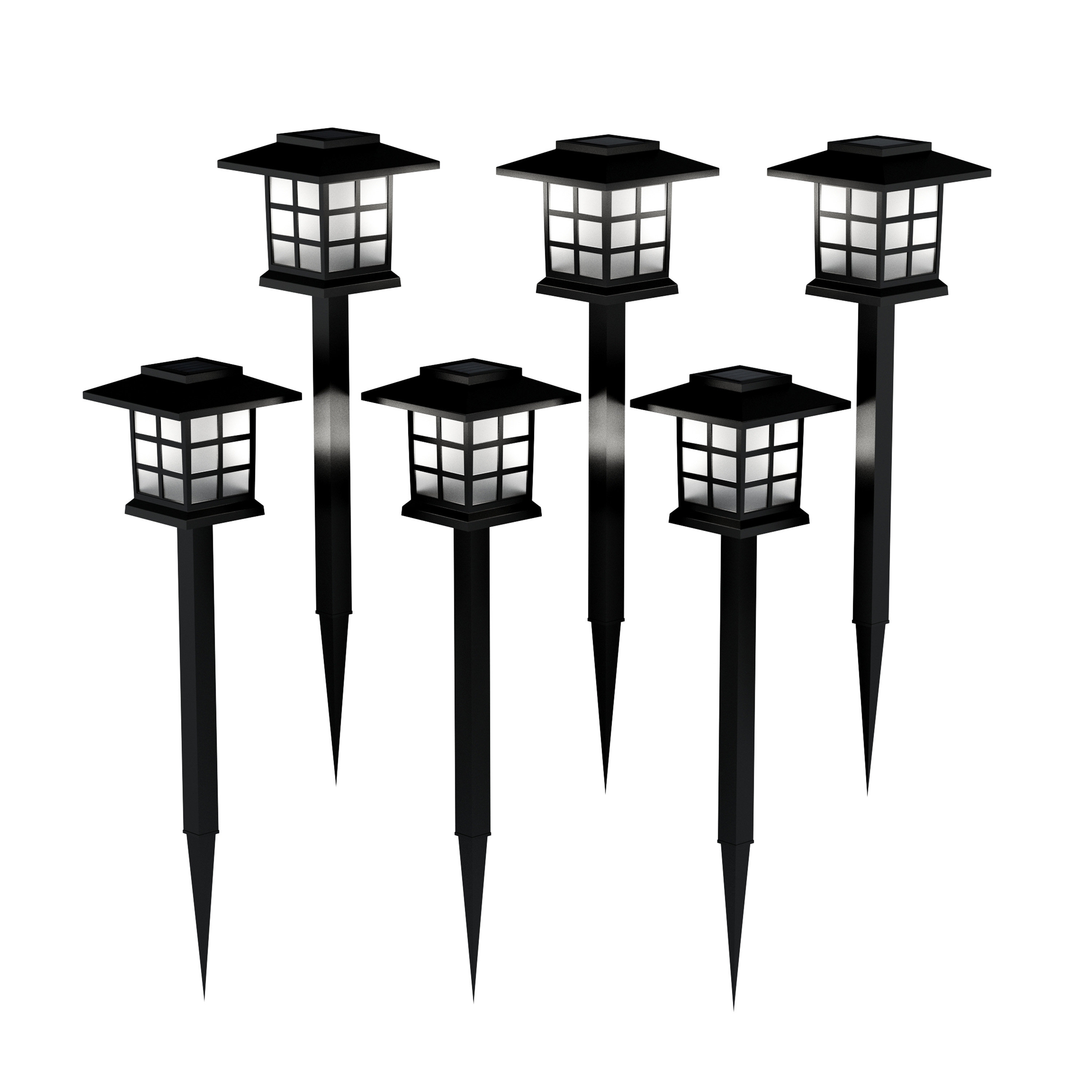 BUCASA Black Low Voltage Solar Powered Integrated LED Pathway Light Pack &  Reviews