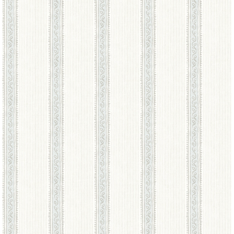 Papier peint à rayures bleues pâles Mandevilla, Blue