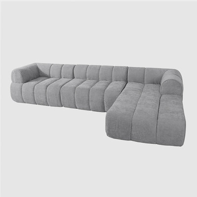 Ensemble de canapé en forme de L de 122 po avec fauteuil à accoudoirs en mousse à compression complète de haute densité de 122 po, ensemble de 2 pièces, lecture à droite, entièrement assemblé, convient au salon, au salon