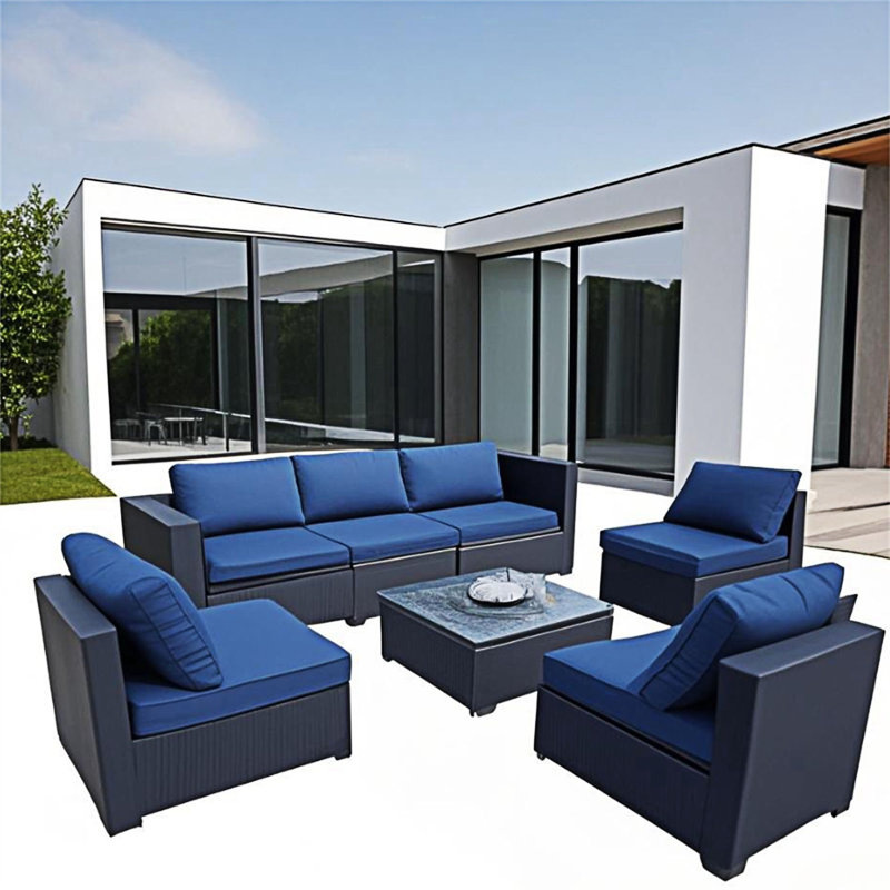 Outdoor Sectional Sofa Set, Dark Blue