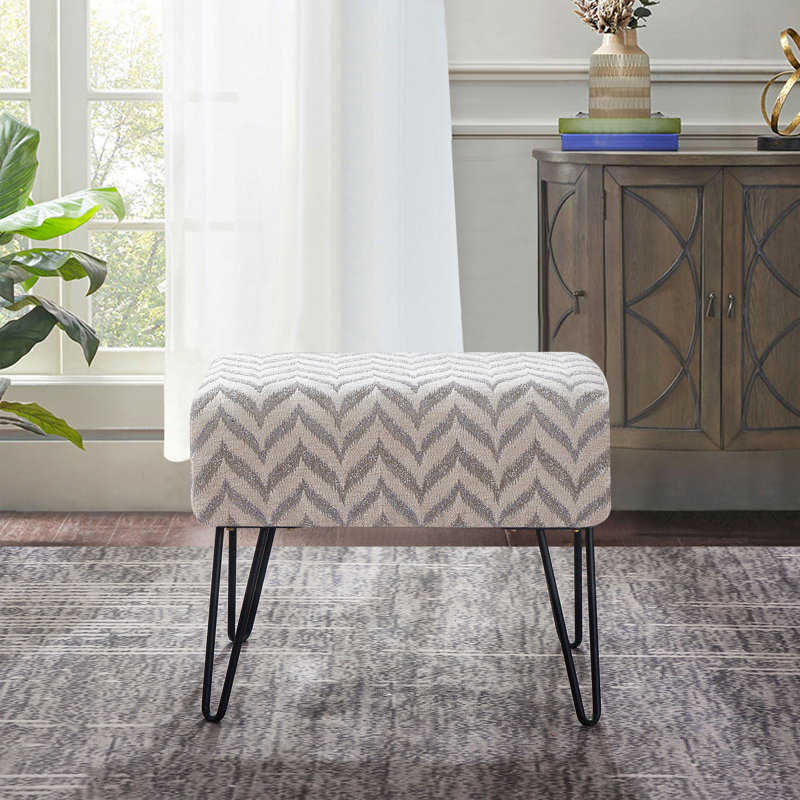 Hamel Upholstered Ottoman, Silver