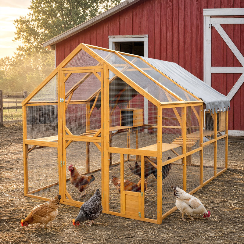 Grande cage de poulailler pour l'extérieur de 110 po avec couvercle amovible imperméable, cage pour animaux de compagnie en métal pour chatons, poulets et petits animaux, verrou sécuritaire et 2 portes