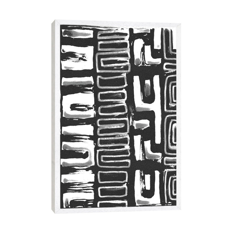 African Textile Woodcut I 1 Piece Wall Art on Canvas, 66.04 cm H x 45.72 cm W, White Framed
