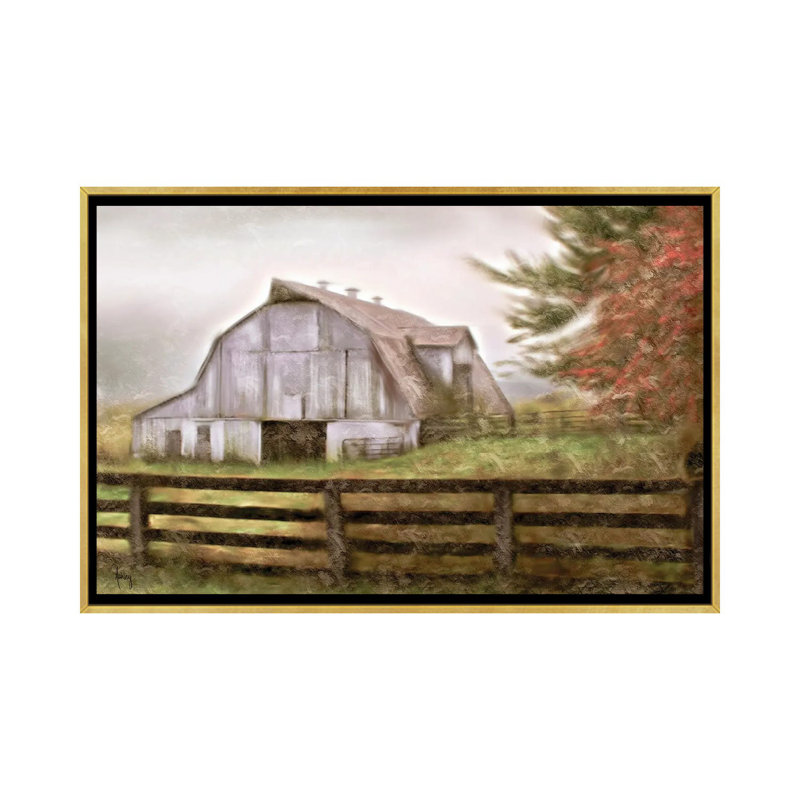 Rustic Barn - reproduction d'art mural , H 18 po x l 26 po, Impression encadrée sans passe-partout, Doré