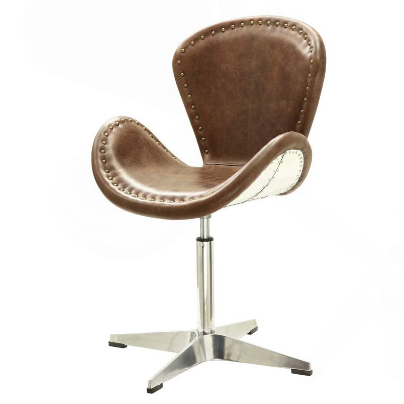 Fauteuil d'appoint rétro brun et chrome