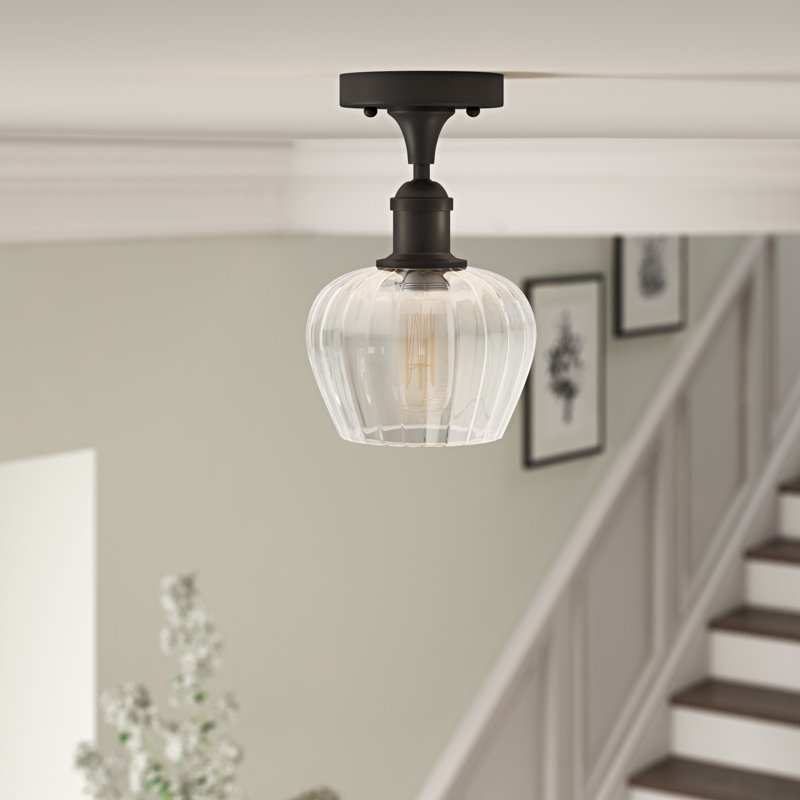 Patrina Glass Semi Flush Mount, Oil Rubbed Bronze, Clear