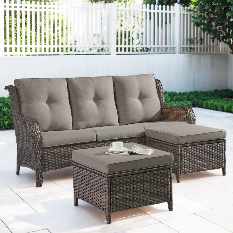 Canapé modulaire d'extérieur de 75 po avec coussins Bonia, gris