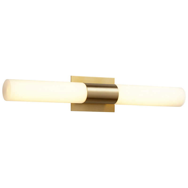 Barre d'éclairage de salle de bain 2 lumières DEL Ashman, Laiton vieilli