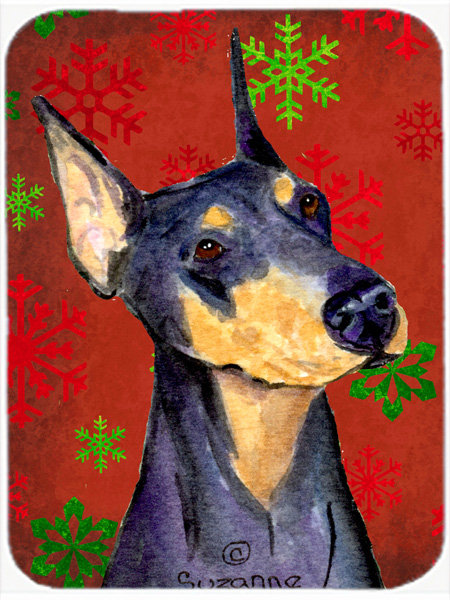 Planche à découper en verre dobermane allée de vacances Ashlynn, Rouge / Vert