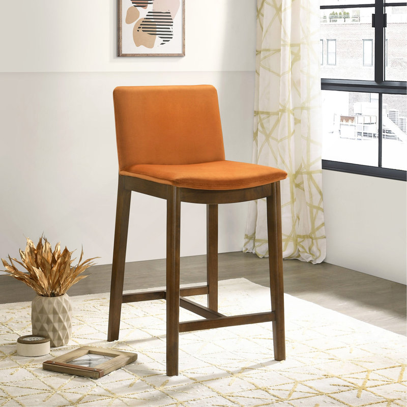 Shannon Counter Chair In Burnt Orange Velvet, Orange 