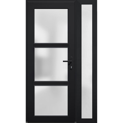 Front Exterior Prehung uPVC Metal-Plastic Door Frosted Glass Manux 8552 White Silk Side Exterior Window Office Commercial and Residential Doors Entrance Patio Garage-W36+12 x H80-Left-hand Inswing