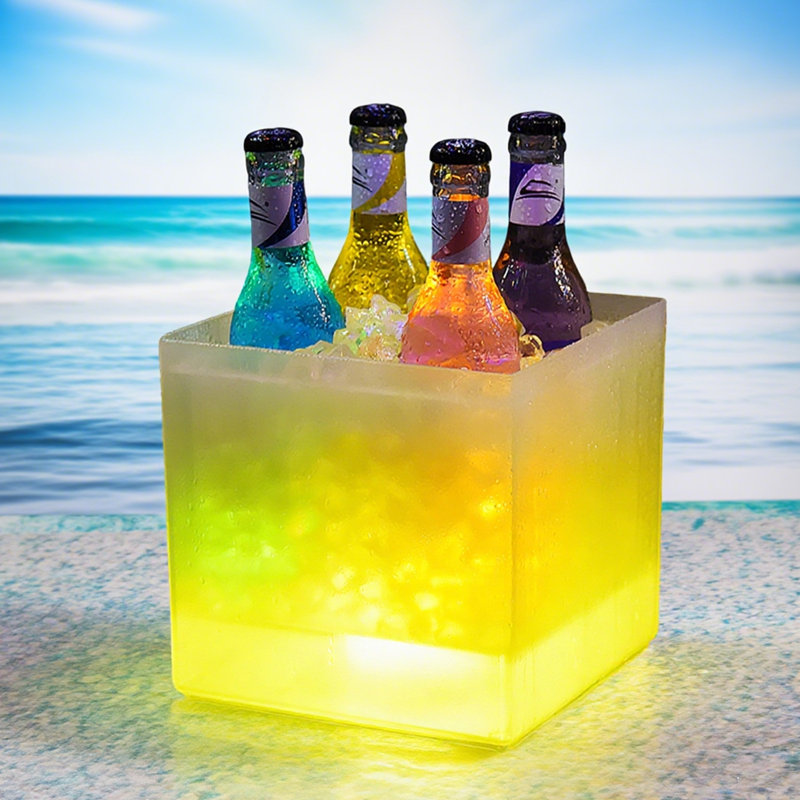 Refroidisseur à boissons DEL seau à glace refroidisseur de couleur carré RVB 3,5L