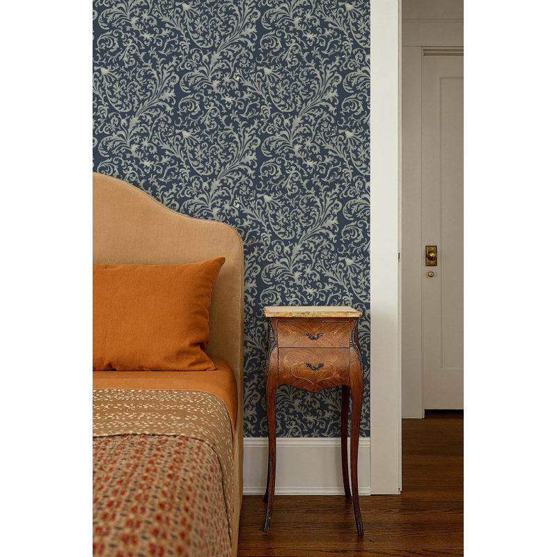 Florentine Vine - Deep Blue Wallpaper
