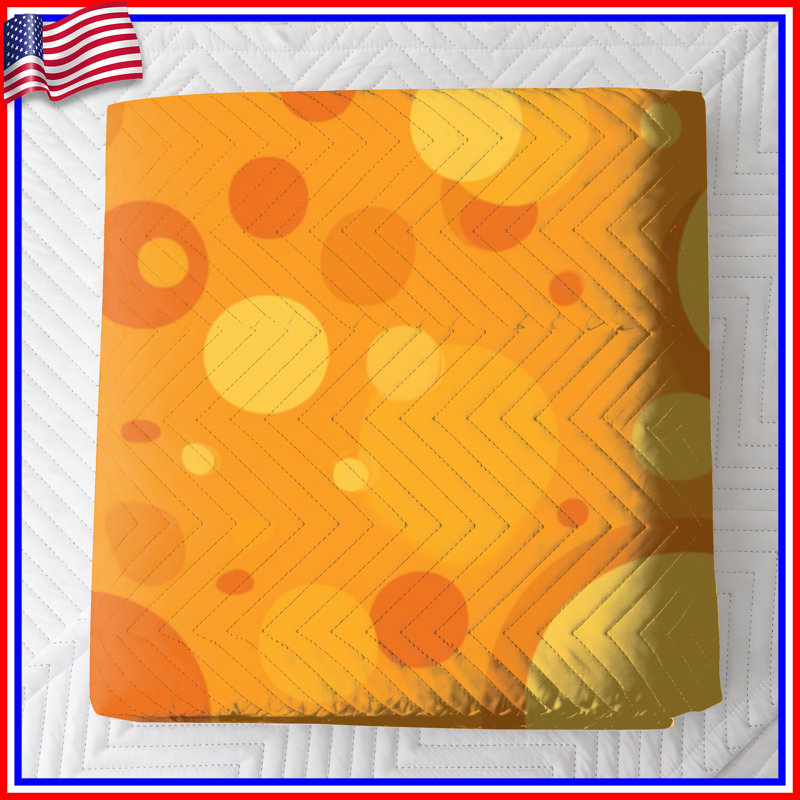 Couvre-lit matelassé orange et jaune, Très grand