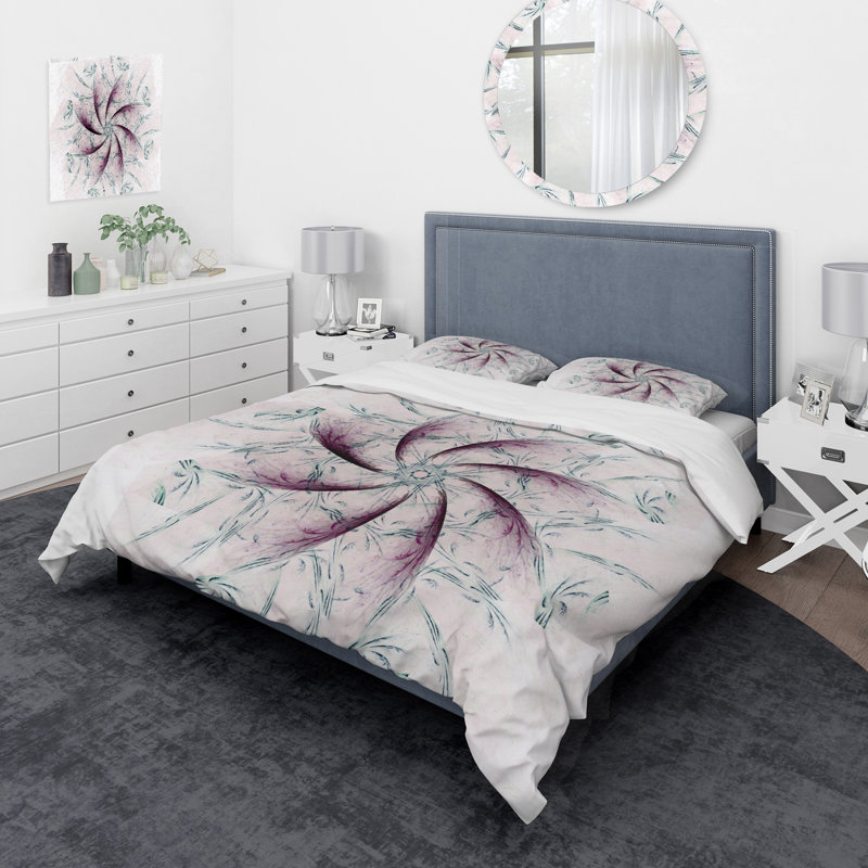Ensemble de housse de couette en microfibre mauve / beige, Housse de couette simple + 1 taie décorative stan