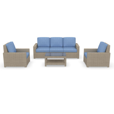 Outdoor Patio Sofa Conversation Set With Sunbrella Cushions by Birch Lane
