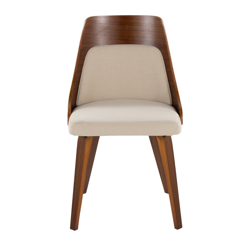 Chaises d'appoint rembourrées avec pieds en bois courbé Aurika, Noyer, Crème