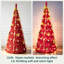 Arbre de Noël artificiel mince rouge pré-décoré pré-éclairé-130071428-135097108