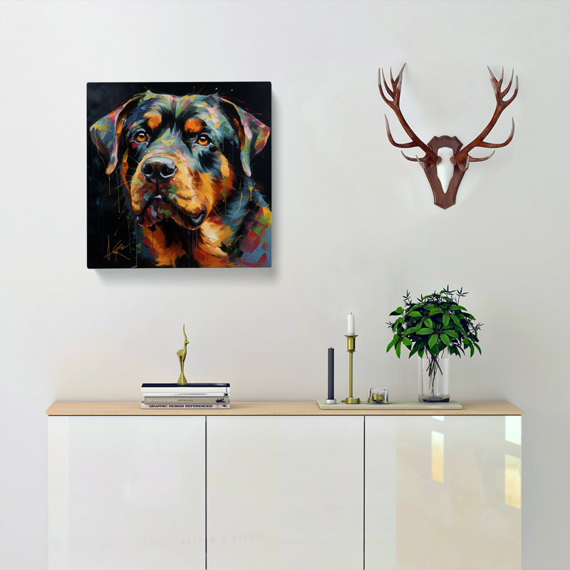 Rottweiler Abstract Expressionism - Wrapped Canvas