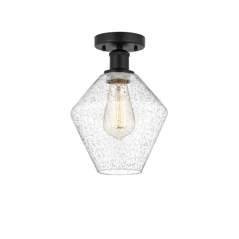 Plafonnier semi-encastré en verre Amylea, Clair, Noir mat, H 11,25 po x l 8 po x P 8 po