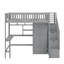 Lit mezzanine simple avec bibliothèque, tiroirs, bureau et garde-robe-339239232