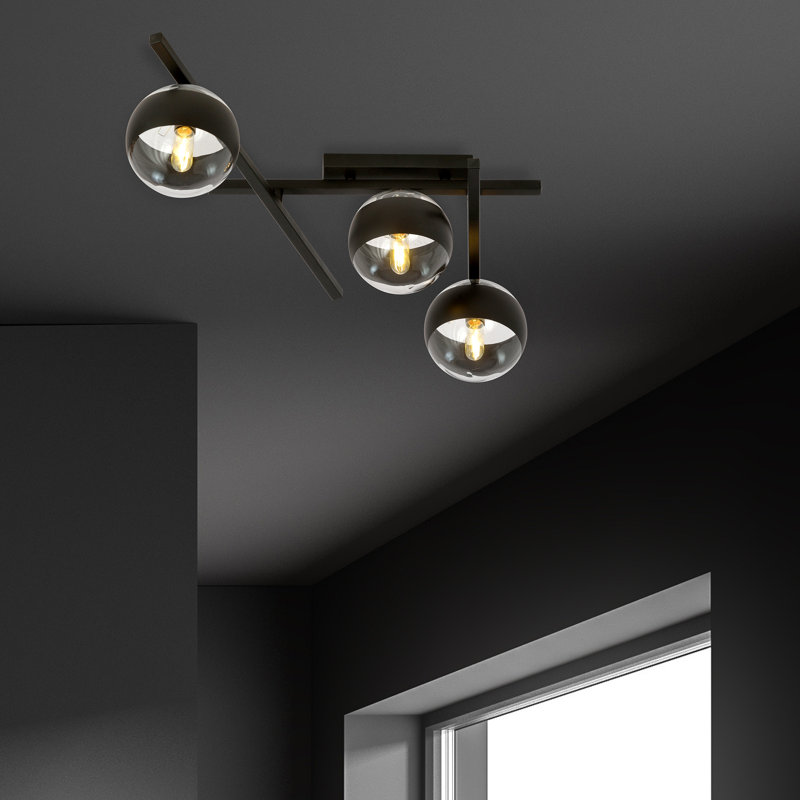 Aristedes 4-Light 18cm Spotlight, Transparent/Black, 21cm H x 50cm W x 10cm D