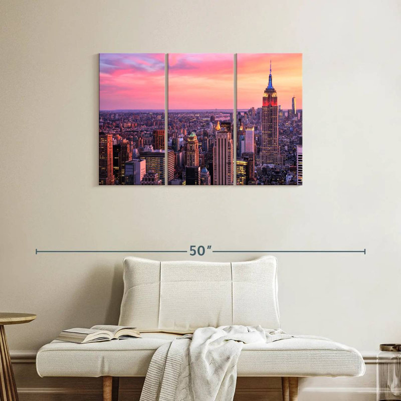 Sebbie NYC Skyline au coucher du soleil, H 24 po x l 38 po