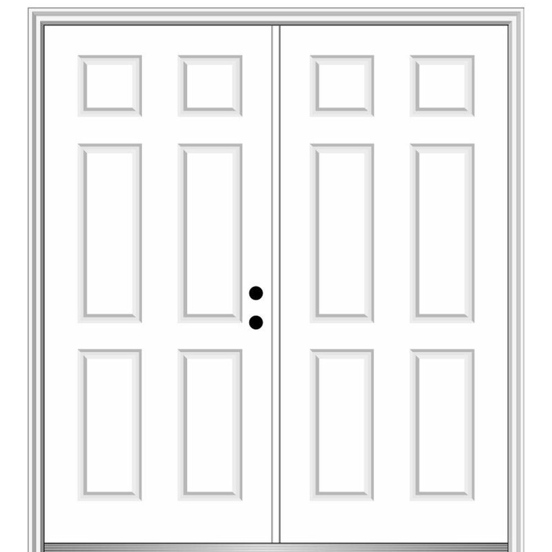 Porte d'entrée en acier apprêté, H 81,75 po x l 74 po x P 6,56 po, S'ouvre à gauche vers l'intérieur