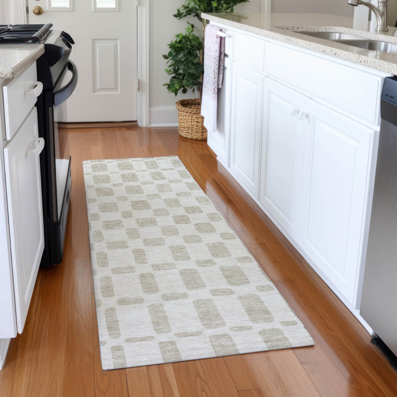 Tapis ivoire Prisco lavable à la machine de qualité supérieure, Tapis de couloir 2 pi 3 po x 7 pi 6 po